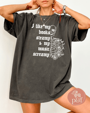 Load image into Gallery viewer, Books Steamy & Music Screamy T-Shirt | Paperbacks & Frybread Co. - Paperbacks & Frybread Co.