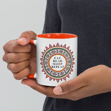 Load image into Gallery viewer, Eat. Read. Sleep. Repeat. Orange Mug | Paperbacks & Frybread - Paperbacks & Frybread Co.