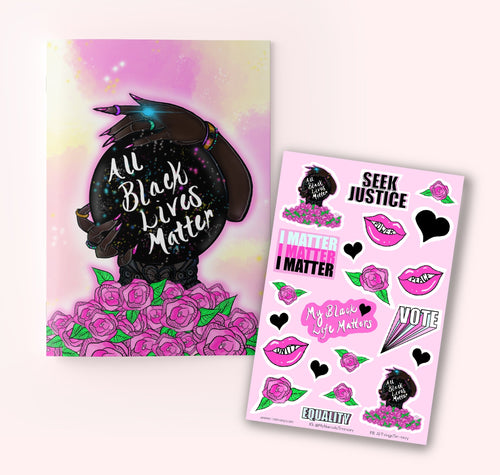 All Black Lives Matter Journal and Sticker Set | Timmery - Paperbacks & Frybread Co.