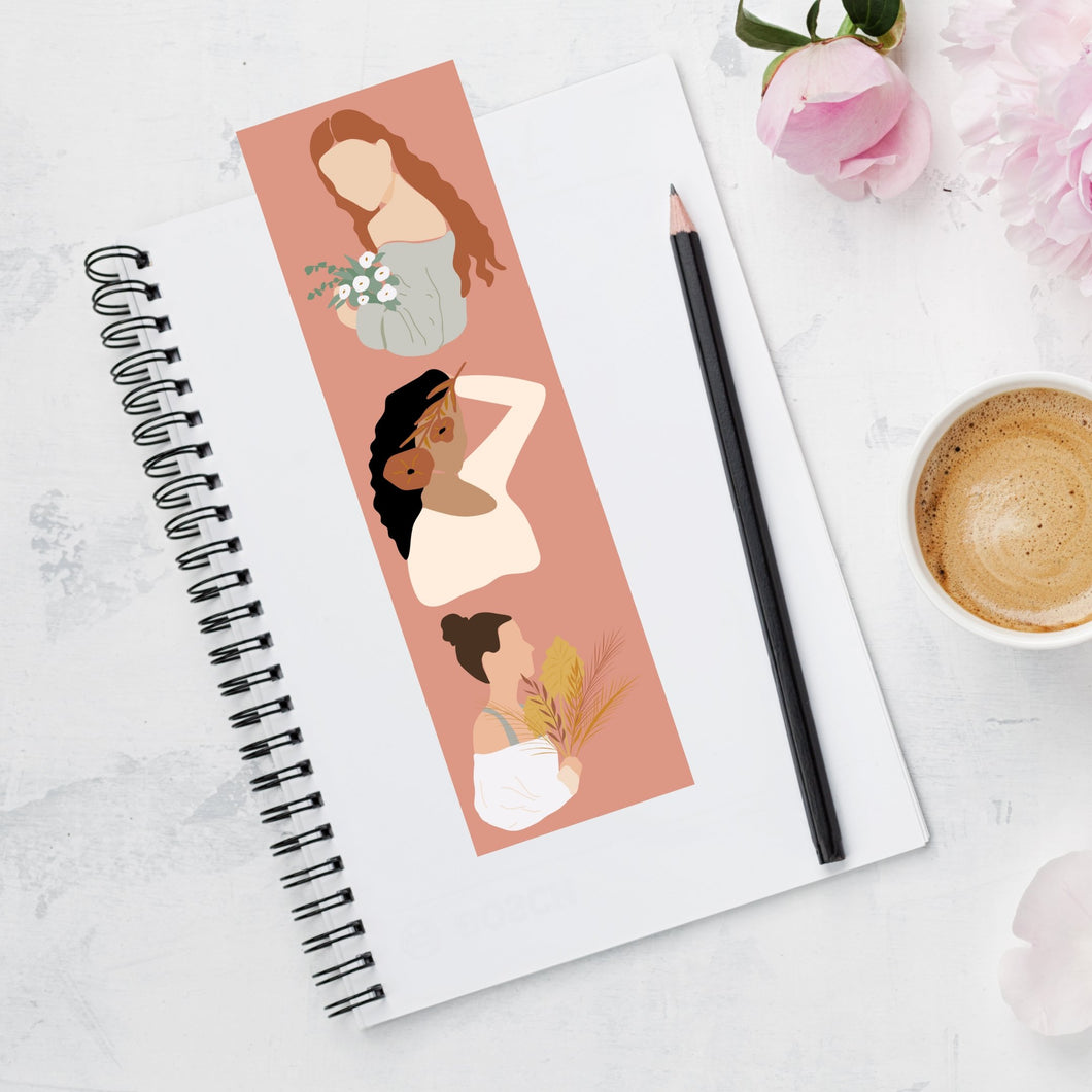 Bohemian Flower Girl Bookmark (Pink Background) | Zella & Co. - Paperbacks & Frybread Co.