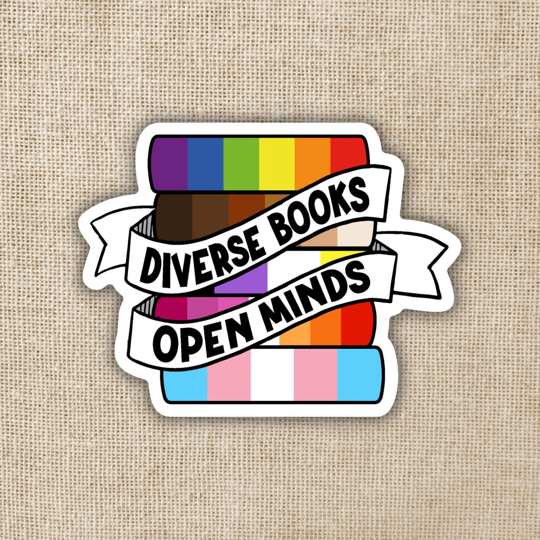 Diverse Books Open Minds Sticker | Wildly Enough - Paperbacks & Frybread Co.