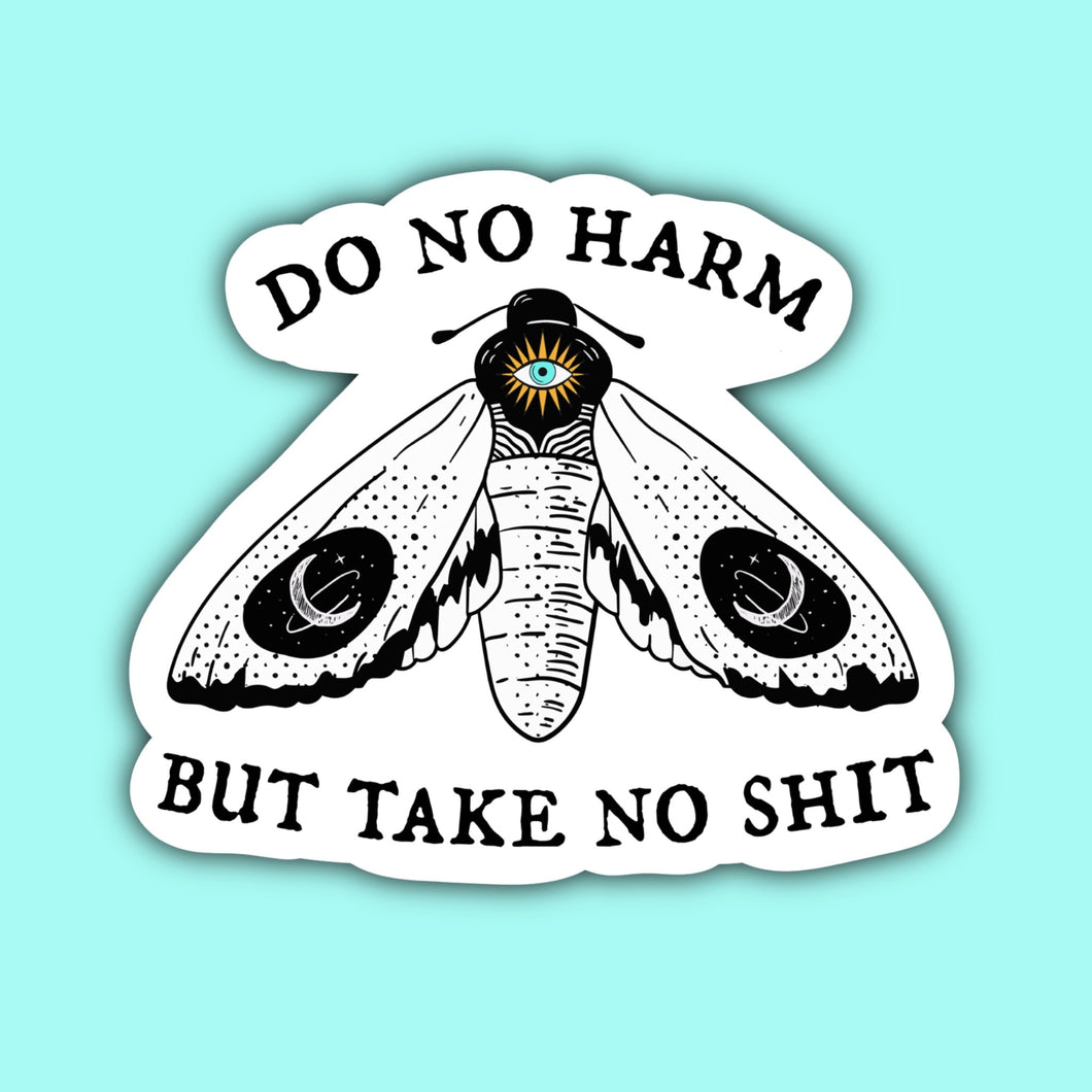 Do No Harm But Take No Shit Witchy Moth Sticker | Indigo Maiden - Paperbacks & Frybread Co.