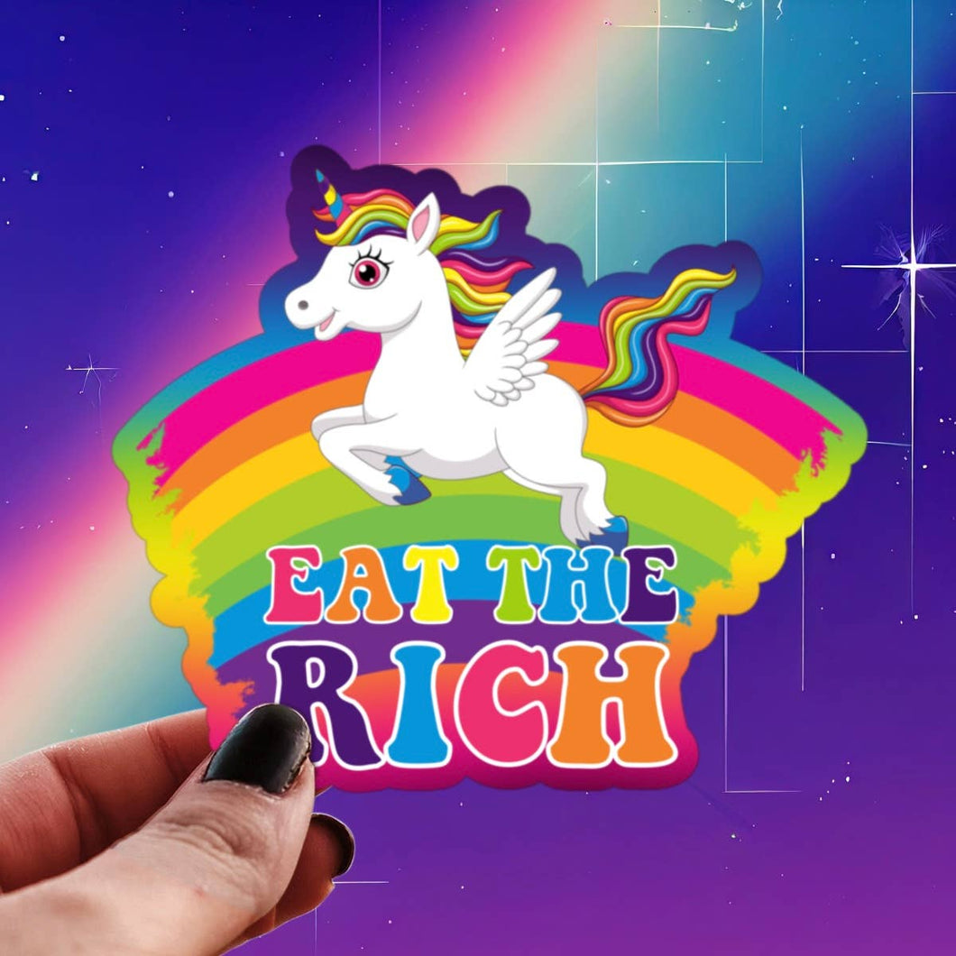 Eat the Rich Sticker Unicorn Sticker | Sticker Babe - Paperbacks & Frybread Co.