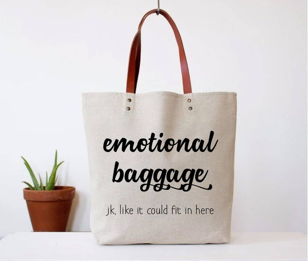 Emotional Baggage Tote Bag to Use as a Library Bag, Diaper Bag, or Eco Grocery Bag - Paperbacks & Frybread Co.