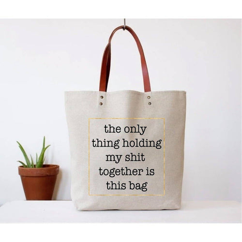 Hilarious Shit Together Tote Bag to Use as a Library Bag, Diaper Bag, or Eco Grocery Bag - Paperbacks & Frybread Co.