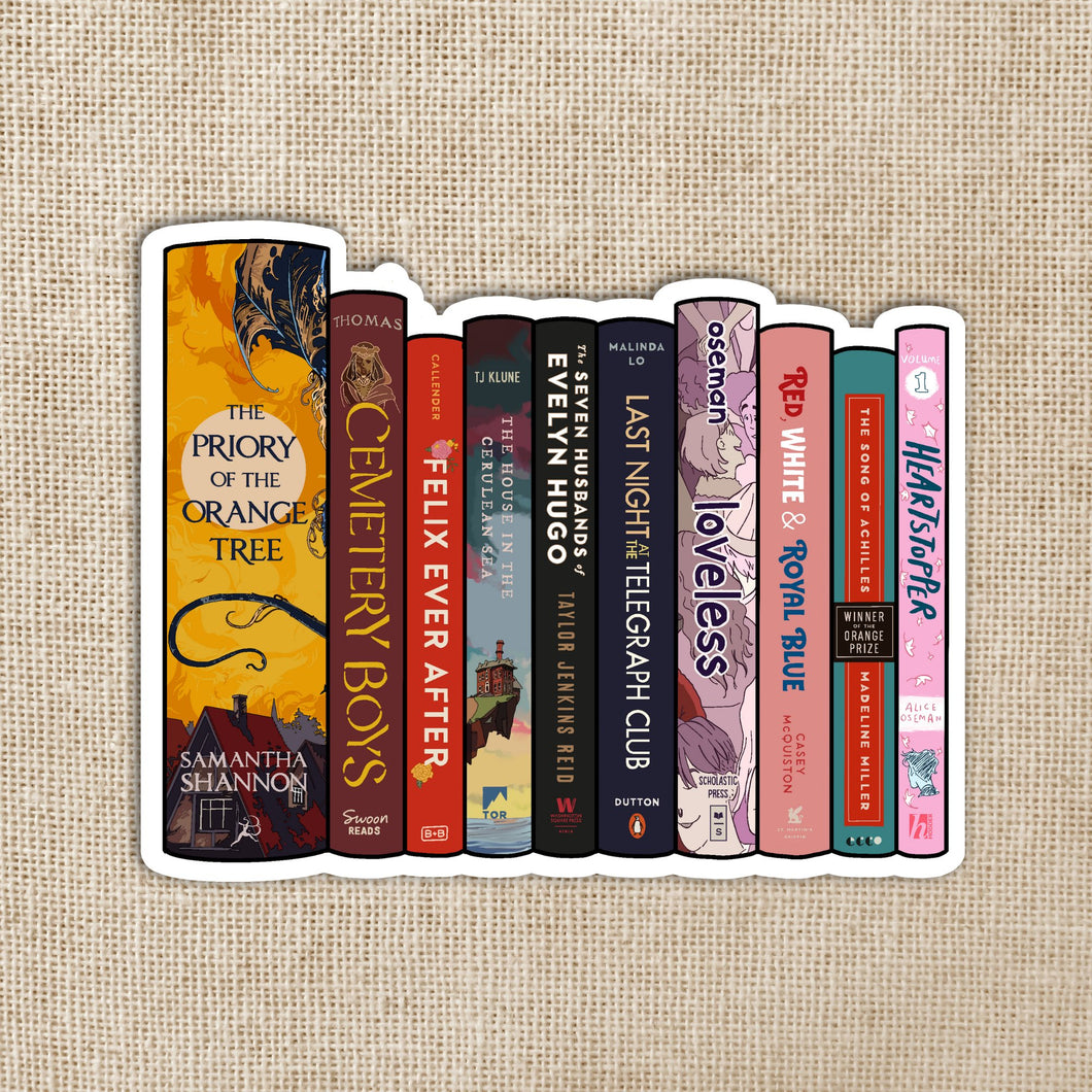 LGBTQ+ Bestseller Book Stack Sticker | Wildly Enough - Paperbacks & Frybread Co.