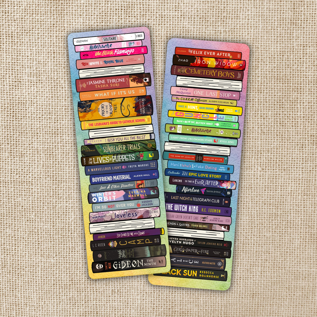 LGBTQIA+ Book Stack Spines Bookmark | Wildly Enough - Paperbacks & Frybread Co.
