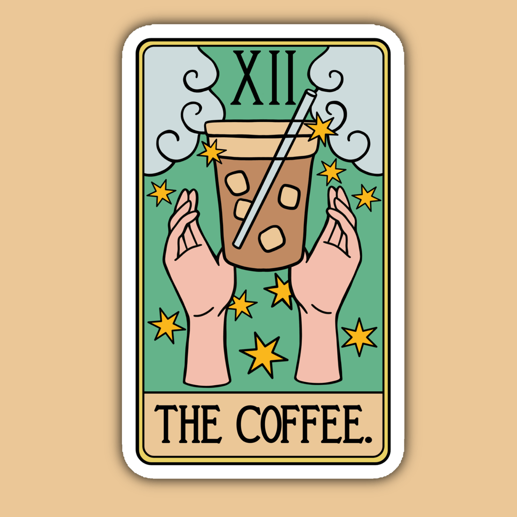 The Coffee Tarot Card Sticker | Decorative Sticker by Indigo Maiden - Paperbacks & Frybread Co.