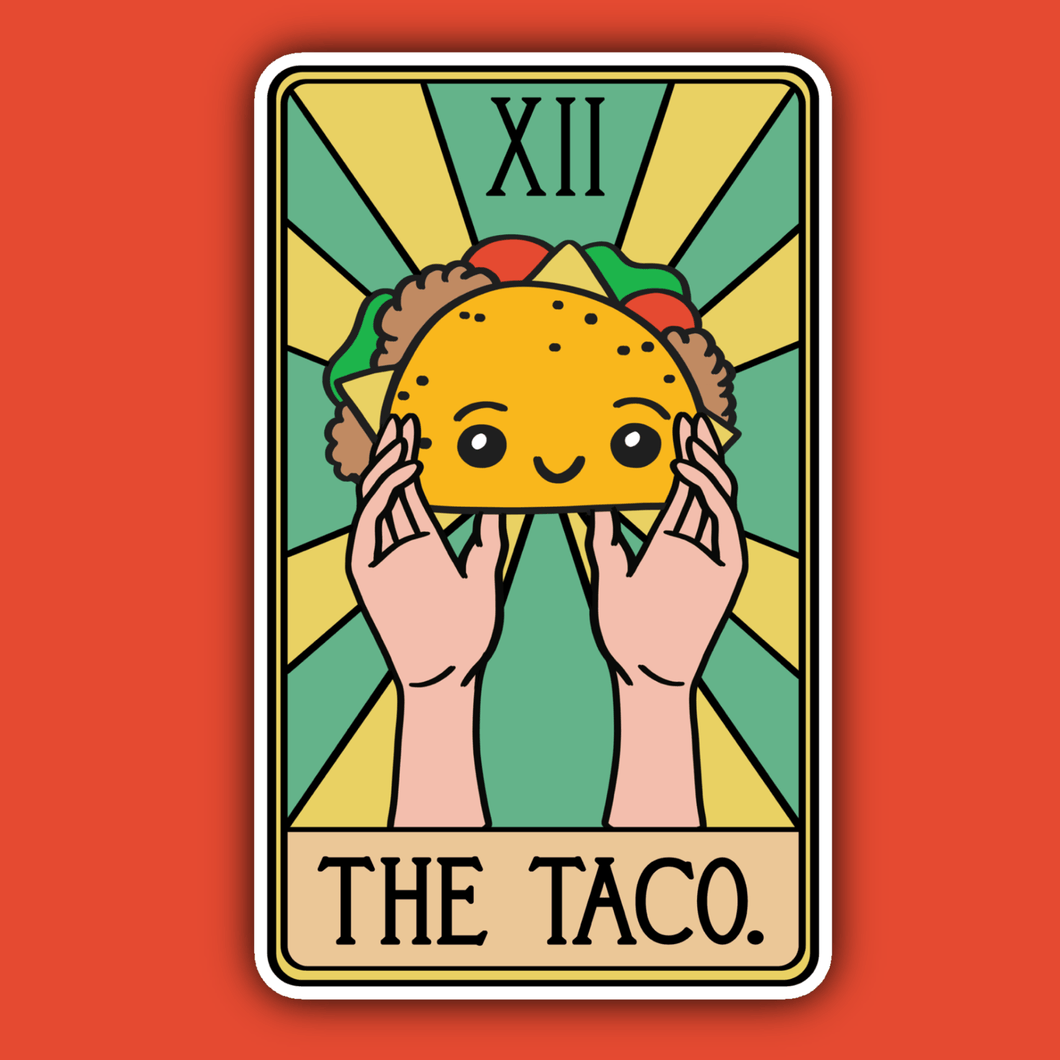 The Taco Tarot Card Sticker | Decorative Sticker by Indigo Maiden - Paperbacks & Frybread Co.